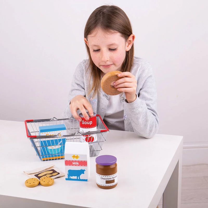 New β¨ Bigjigs Groceries In Metal Carry Basket π - Image 2